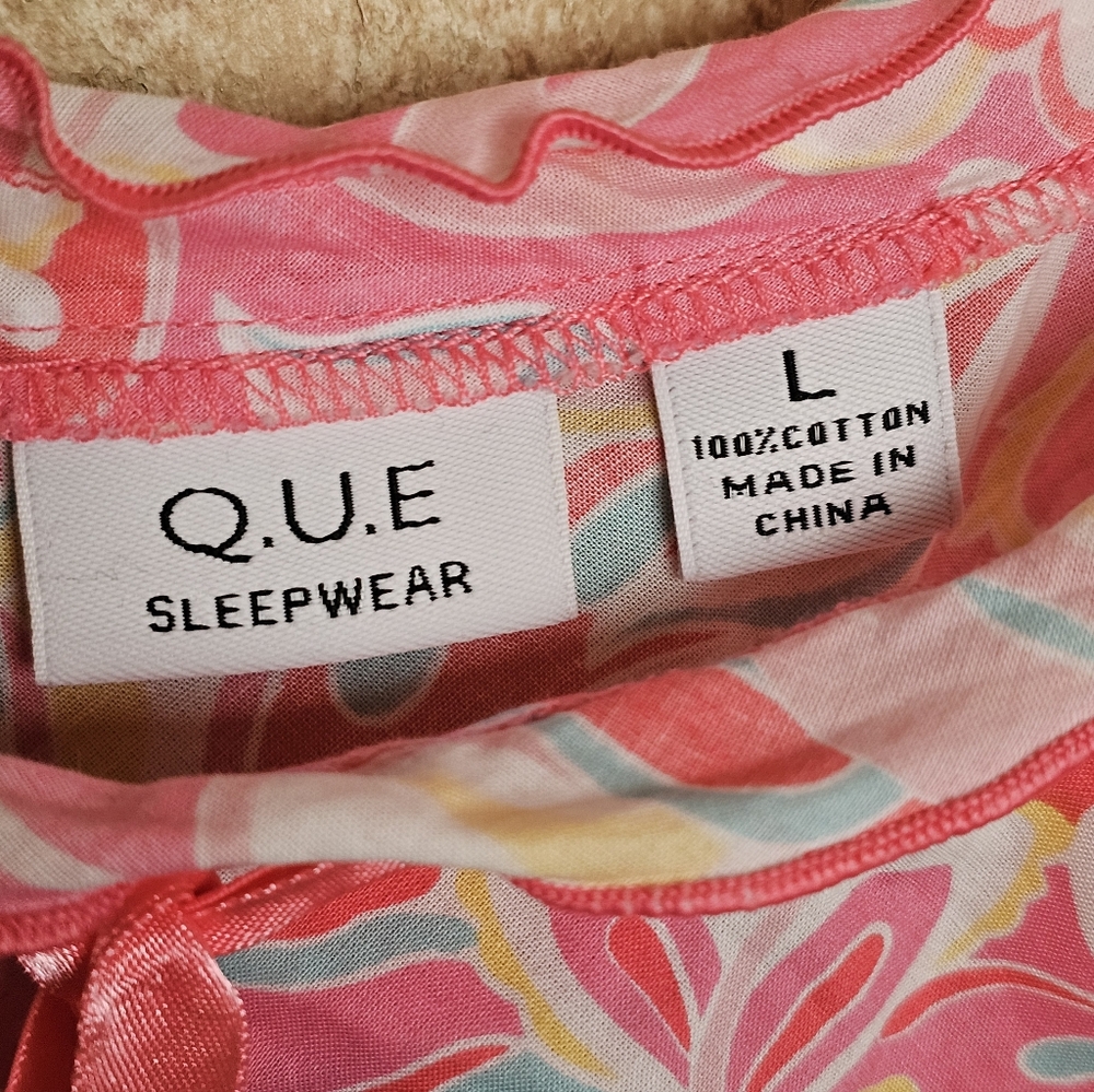 NWOT Q.U.E Pink and Blue Floral Sleeveless PJ Top - Size L - Picture 3 of 4